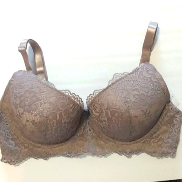 128 LADY PRINCESS PLUNGE V-NECK LACE & SATIN FULL FIGURE BRA SIZE 38-D NWT - Picture 8 of 10
